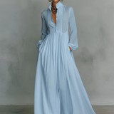 Béatrice - Robe Maxi en Lin Patchwork Col Montant