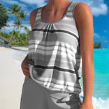 Noémie - Tankini avec décolleté en U et design rayé