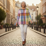 Adèle - Pull à carreaux pastel
