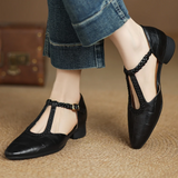 Élisabeth - Chaussures en cuir à bride et détail tressé