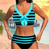Victoire - Bikini rayé taille haute