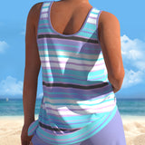 Noémie - Tankini avec décolleté en U et design rayé