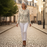 Aline - Pull à motif forêt d'automne