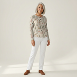 Aline - Pull à motif forêt d'automne