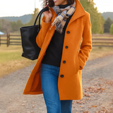 Helena – Manteau d’hiver long femme, col montant et boutonnage classique