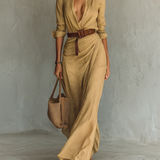 Capucine - Robe maxi à col revers à manches longues