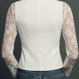 Noémie - Veste Noire Haute avec Manches Semi-Transparentes