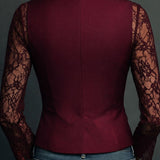 Noémie - Veste Noire Haute avec Manches Semi-Transparentes