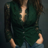 Noémie - Veste Noire Haute avec Manches Semi-Transparentes