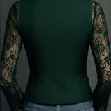 Noémie - Veste Noire Haute avec Manches Semi-Transparentes