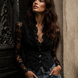 Noémie - Veste Noire Haute avec Manches Semi-Transparentes