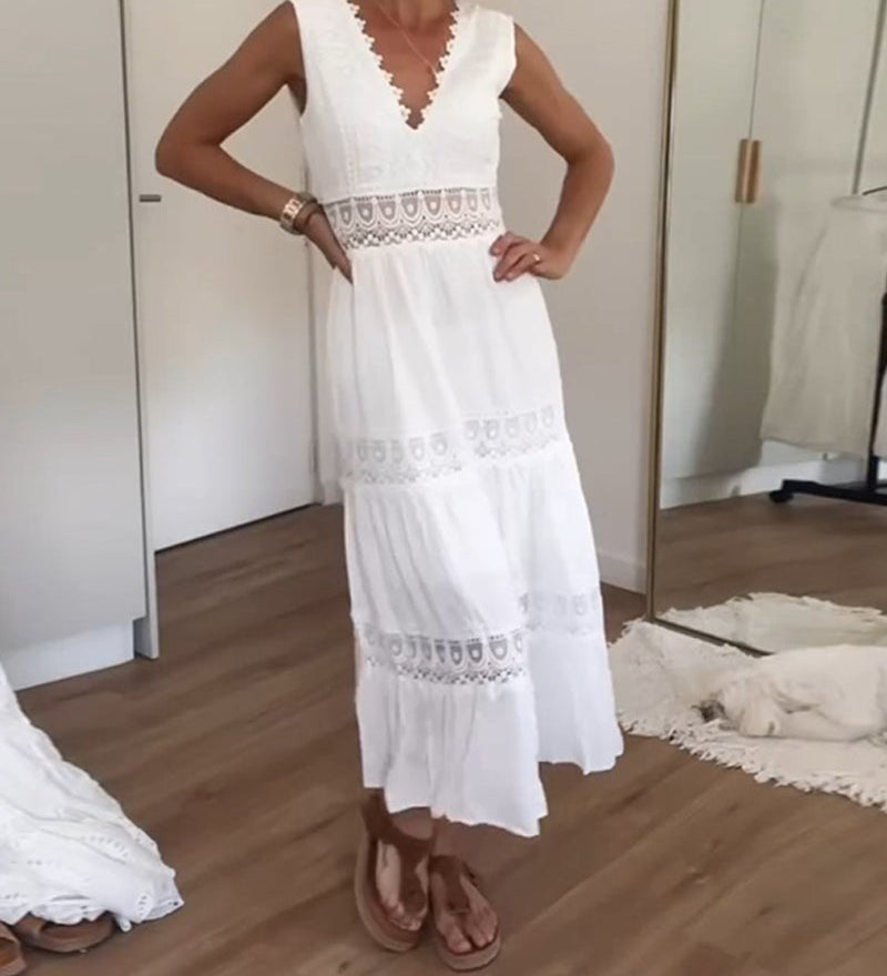 Kim - Robe en Dentelle avec Décolleté en V