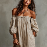 Hélène - Robe longue fluide à épaules dénudées