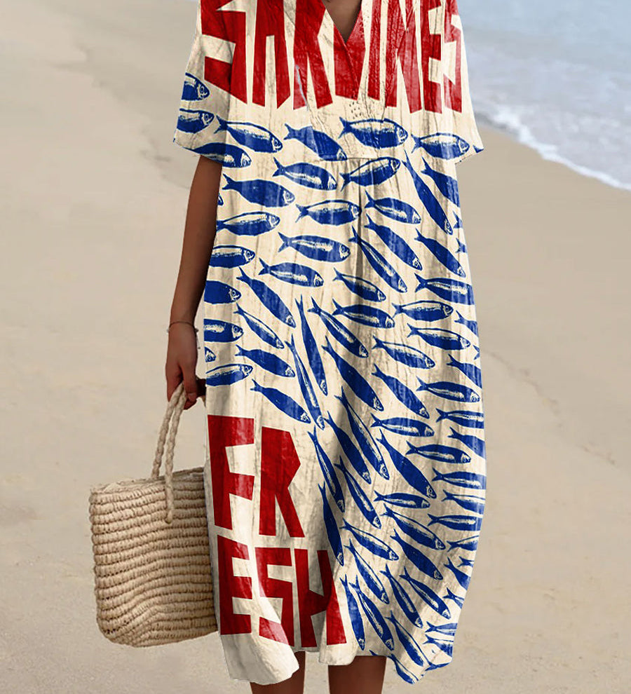 Ariane - Robe à Motif de Sardine