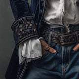 Athénaïs - Long Manteau Vintage Bleu Marine