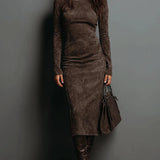 Lorène - Robe Midi Longue Marron