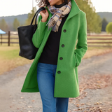 Helena – Manteau d’hiver long femme, col montant et boutonnage classique