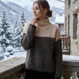 Arla - Pull à Col Roulé avec Coupe Ample et Motif Chevron Tendance