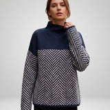 Arla - Pull à Col Roulé avec Coupe Ample et Motif Chevron Tendance