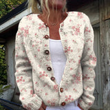 Amélie - Cardigan à imprimé rose et boutons