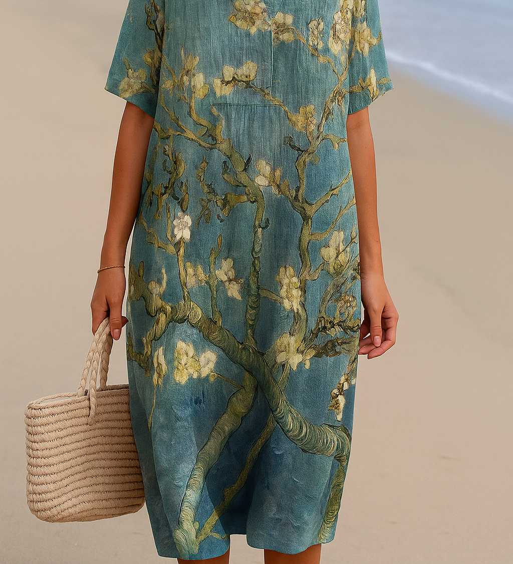 Marine - Robe Florale en Vert d'Eau