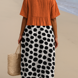 Pénélope - Robe Orange avec Points Contrastants