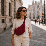 Corinne - Sac Demi-Lune Nylon Bordeaux