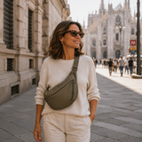 Monique - Sac Demi-Lune Nylon Vert Olive