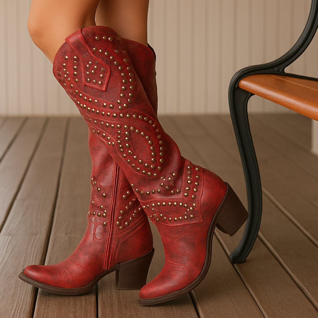 Marjolaine - Bottes western hautes à clous