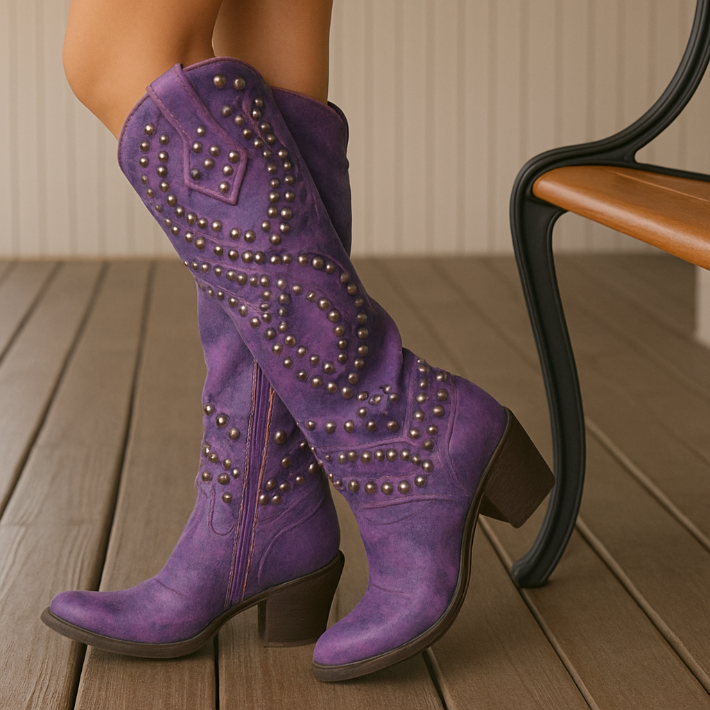 Marjolaine - Bottes western hautes à clous