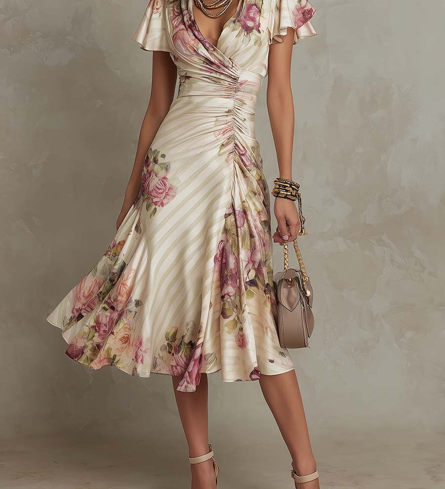 Aïda - Robe midi en satin élégante