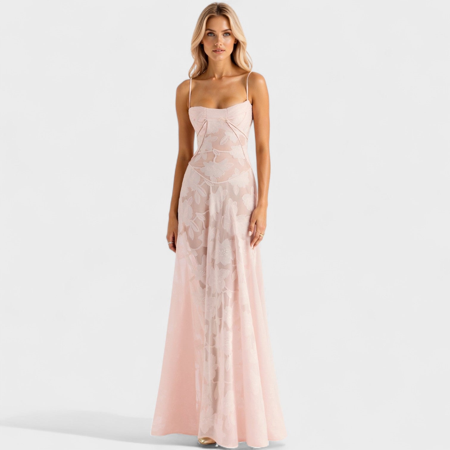 Véronique - Robe maxi en dentelle florale
