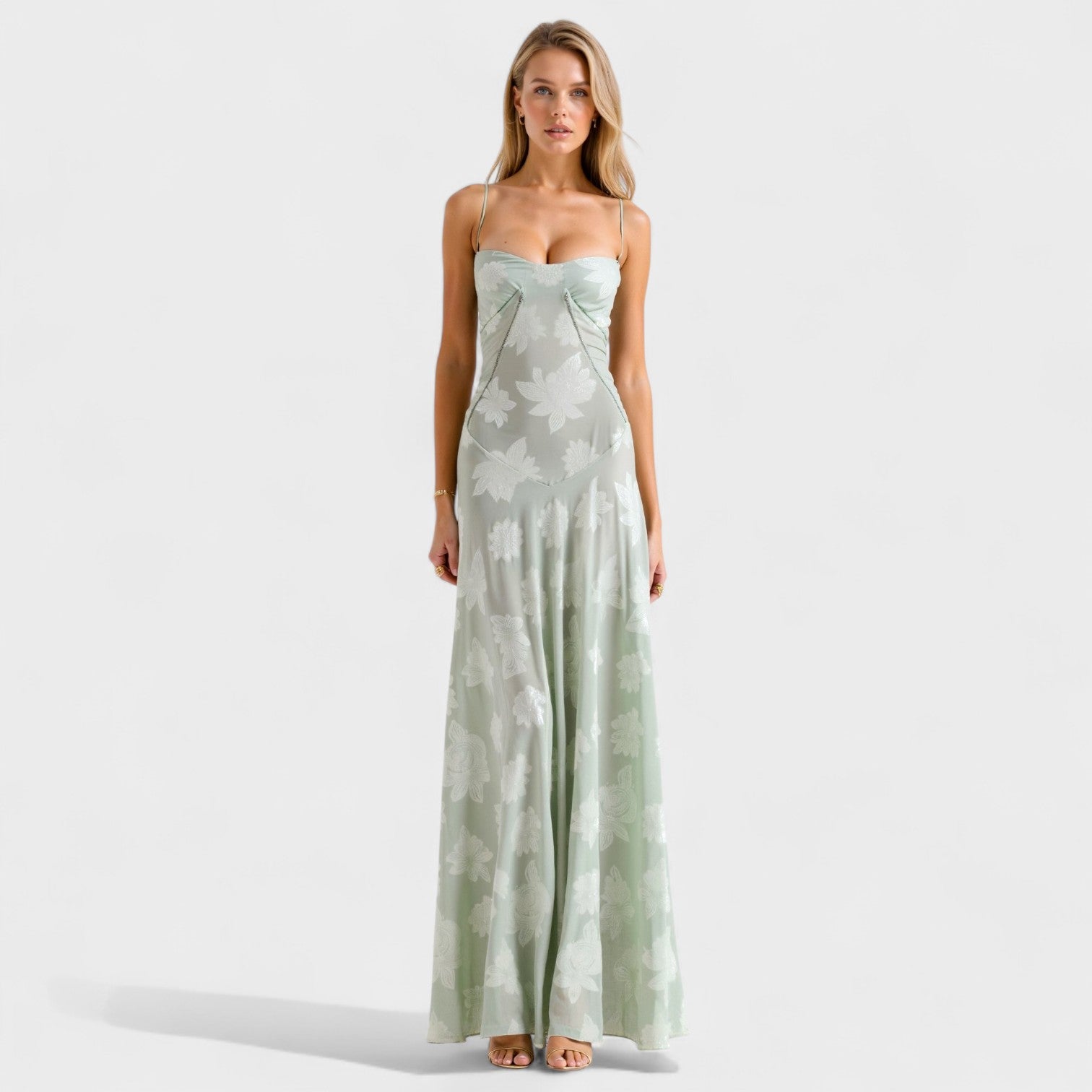 Véronique - Robe maxi en dentelle florale
