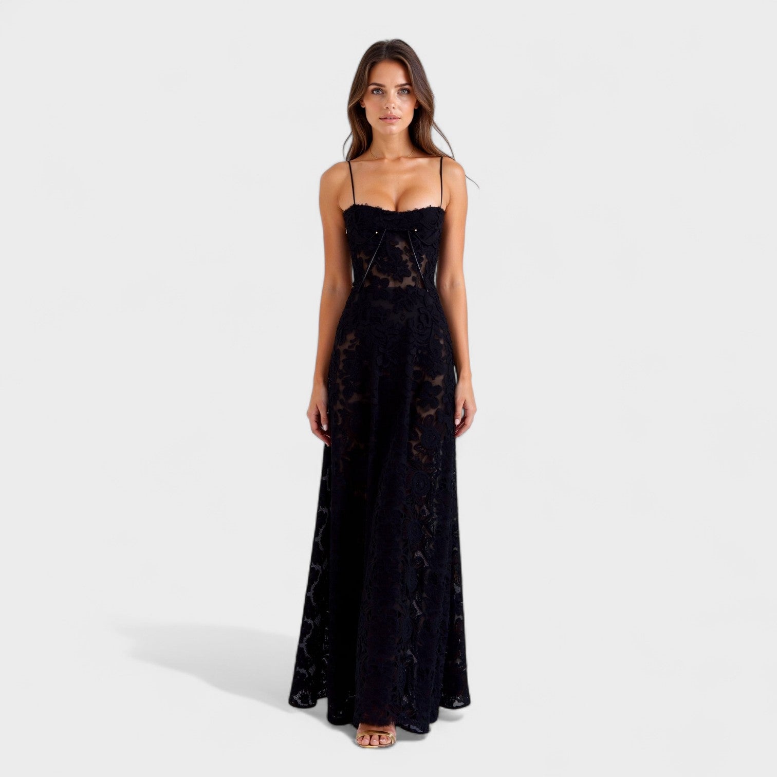 Véronique - Robe maxi en dentelle florale