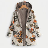Florentine - Veste sherpa à capuche à motif floral bohème