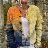 Danièle - Cardigan à imprimé géométrique en blocs et boutons