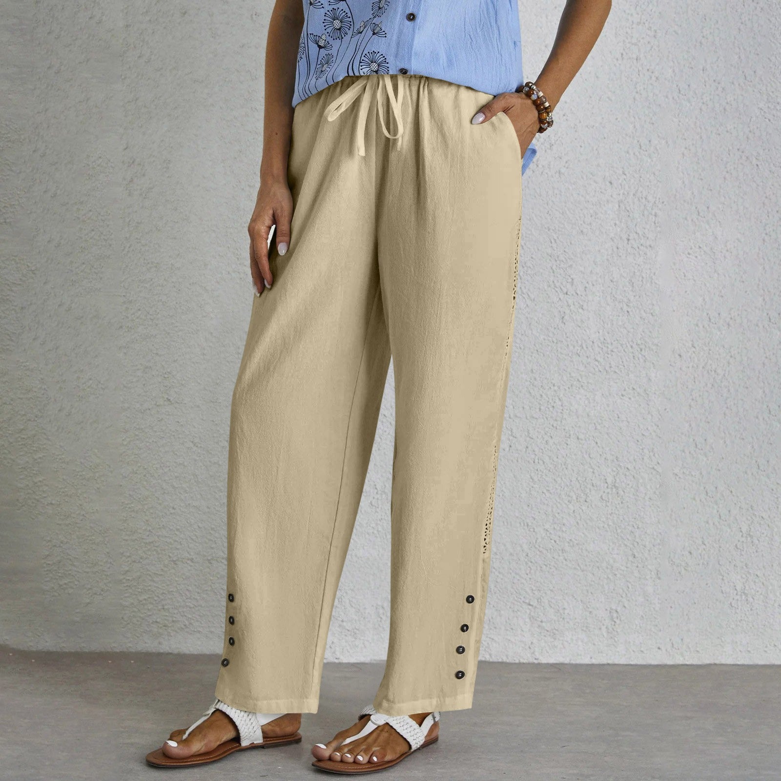 Vivienne - Pantalons Détendus à Boutons