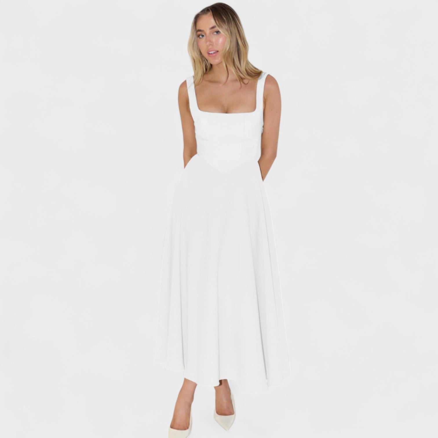 Marielle - Robe Midi décolleté carré