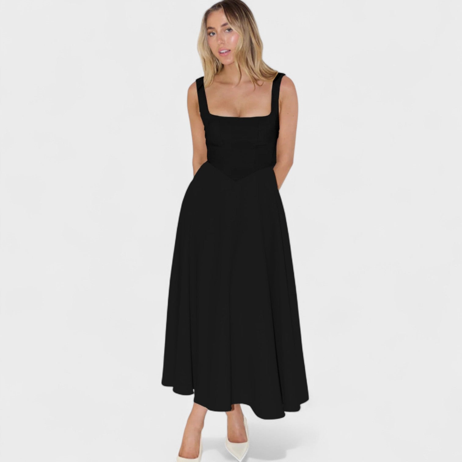 Marielle - Robe Midi décolleté carré