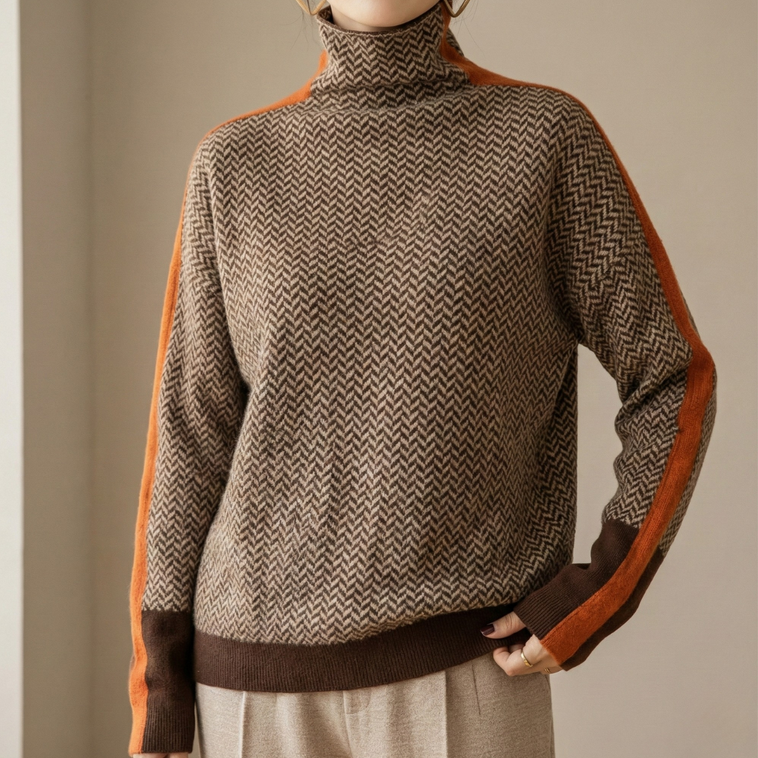 Éveline - Col Haut Herringbone Luxe
