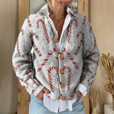 Tiphaine - Cardigan de Noël à motif de sucres d'orge