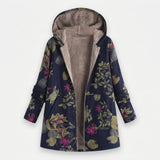 Gabrielle - Manteau bleu marine à motif floral