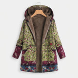 Élodie - Veste verte et bordeaux à motif floral
