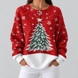 Sixtine - Pull de Noël rouge à sapin