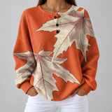 Manon - Pull orange à feuilles d'automne