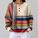 Marguerite - Pull à rayures et aplats de couleur