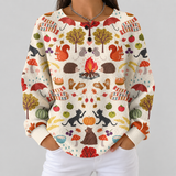 Aline - Pull à motif forêt d'automne