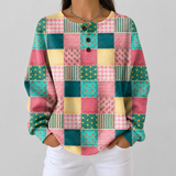 Agnès - Pull patchwork rose et turquoise