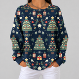 Fanny - Pull de Noël bleu nuit à sapins