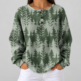 Inès - Pull vert à forêt de sapins